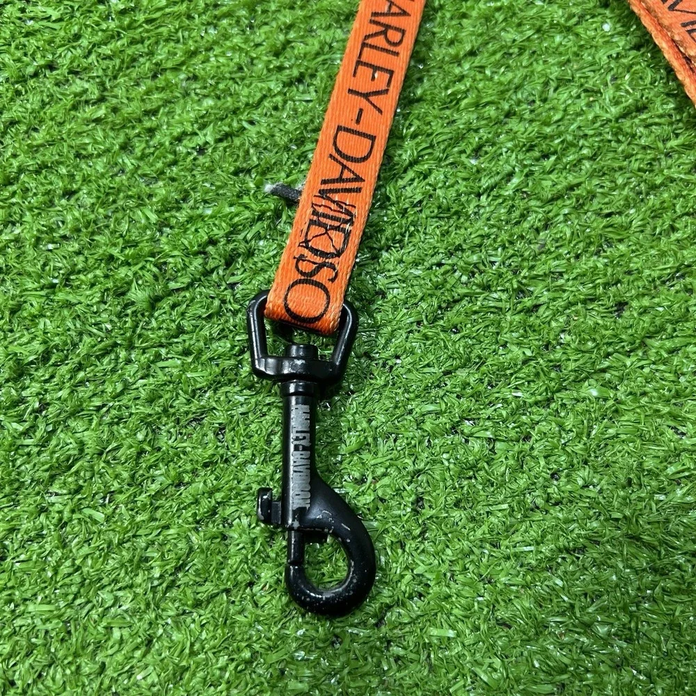 Vintage Harley-Davidson Dog Leash Tribal Print Logo Black Metal Hook 46